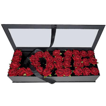 ЗА ОПАКОВАНЕ  Кутия за декориране LOVE , Плексиглас, 55 см х11 см х 20 см, Черен